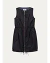 Prada Drawstring Sleeveless Mini Dress In Nero