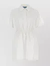 Prada Drawstring Waist Poplin Shirt Dress In White