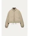 Prada Drawstring-hem Down Jacket In Beige