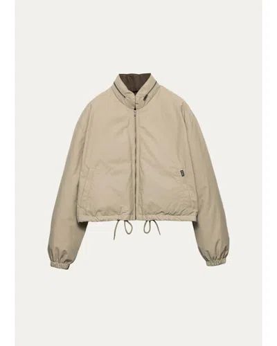 Prada Drawstring-hem Down Jacket In Beige