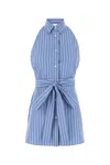 Prada Halter Neck Striped Poplin Mini Dress