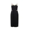 Prada Lace Detailed Midi Dress With Side Slit In Black