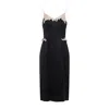 Prada Lace Detailed Midi Dress With Side Slit In Black