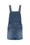 Prada Overall Dress With Adjustable Straps And Pockets In Blue