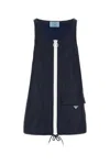 Prada Womens Blue Re Nylon Zip-up Woven Mini Dress In Blue