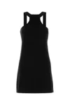 Prada Wool Knit Mini Dress Square Neckline In Black
