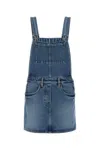 Prada Overall Dress With Adjustable Straps And Pockets In Blue