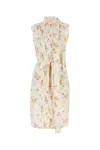 Prada Bouquet-print Sleeveless Poplin Dress In Animal Print