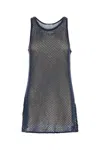 Prada Navy Blue Mesh Mini Dress In Blue