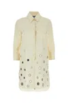 Prada Abito Chemisier In Cotone Sabbia Donna In Beige O Tan
