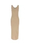 Prada Logo Round-neck Dress In Beige O Tan