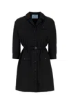Prada Shirt Dress Poplin 3/4 Sleeves In Black