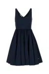 Prada Flared Mini Dress In Blue