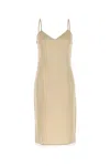 Prada Satin Dress With Spaghetti Straps And V-neckline In Brown
