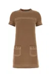Prada Biscuit Cashmere Mini Dress In Brown