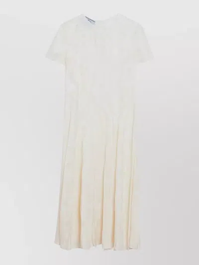 Prada Dress Midi Length Short Sleeves Buttons In Neutral