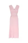 Prada Satin Dress With Lace Detailing And V-neckline In Pink