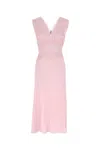 Prada Satin Dress With Lace Detailing And V-neckline In Pink