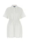 Prada Drawstring Waist Poplin Shirt Dress In White