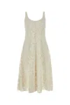 Prada Lace Overlay A-line Silhouette Midi Dress In White