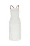 Prada White Linen Blend Dress In White