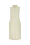 Prada Half-zip Silk-blend Midi Dress In White