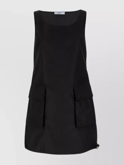 Prada Dress With Button Detailing And Front Pockets In Black