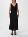 Prada Sable Fit-flare Midi Dress In Black