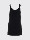 Prada Womens Black Crystal-embellished Scoop-neck Woven Mini Dress In Black
