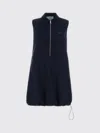 Prada Poplin Mini Dress Sleeveless Drawstring Hem In Blue