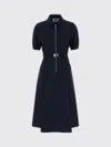 Prada Belted Midi Polo Dress With Half Zip Clothing In Blue