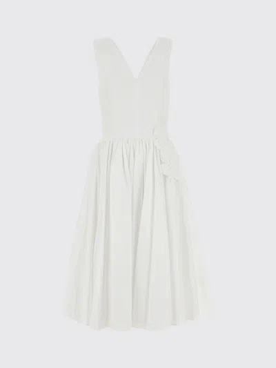 Prada White Poplin Dress In Multi