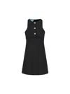 Prada Bow Jeweled Button Mini Dress In Black