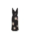 Prada Women Orchid Print Midi Dress In Black
