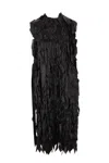 Prada Ribbon Detail Belted Midi Dress In Black