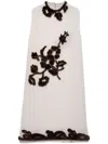 Prada Embroidered Georgette Dress In Brown