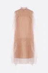 Prada Sheer Overlay Layered Round Neckline Dress In Phard
