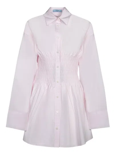 Prada Poplin Shirt With Smocking In Pink
