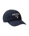 Prada Logo-embroidered Drill Cap In Blue