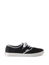 Prada Lace Up Sneakers Contrast Trim Rubber Sole In Black