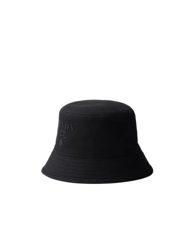 Prada Drill Bucket Hat In Black