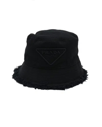 Pre-owned Prada Drill Bucket Hat In Black