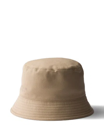 Prada Drill Bucket Hat In Brown