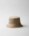 Prada Logo-embroidered Bucket Hat In Khaki