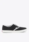 Prada Lace Up Sneakers Contrast Trim Rubber Sole In Black