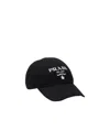 Prada Logo-embroidered Baseball Cap In Black