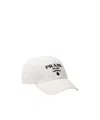 Prada Drill Cotton Baseball Cap In White