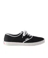 Prada Lace Up Sneakers Contrast Trim Rubber Sole In Black