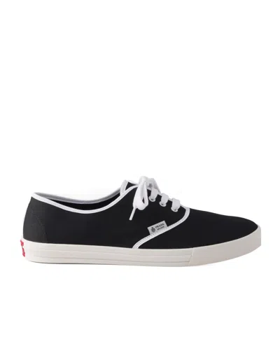 Prada Lace Up Sneakers Contrast Trim Rubber Sole In Black