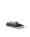 Prada Lace Up Sneakers Contrast Trim Rubber Sole In Black